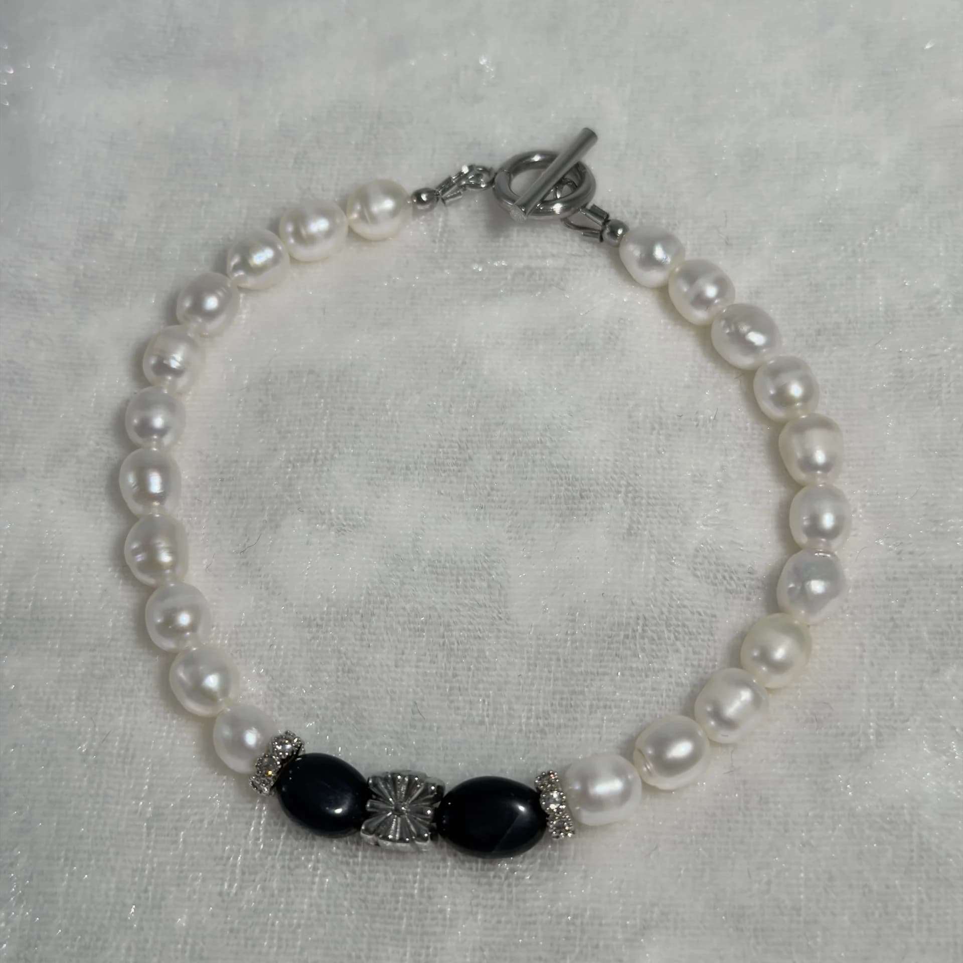 ホワイトパール×オニキス ブレスレット