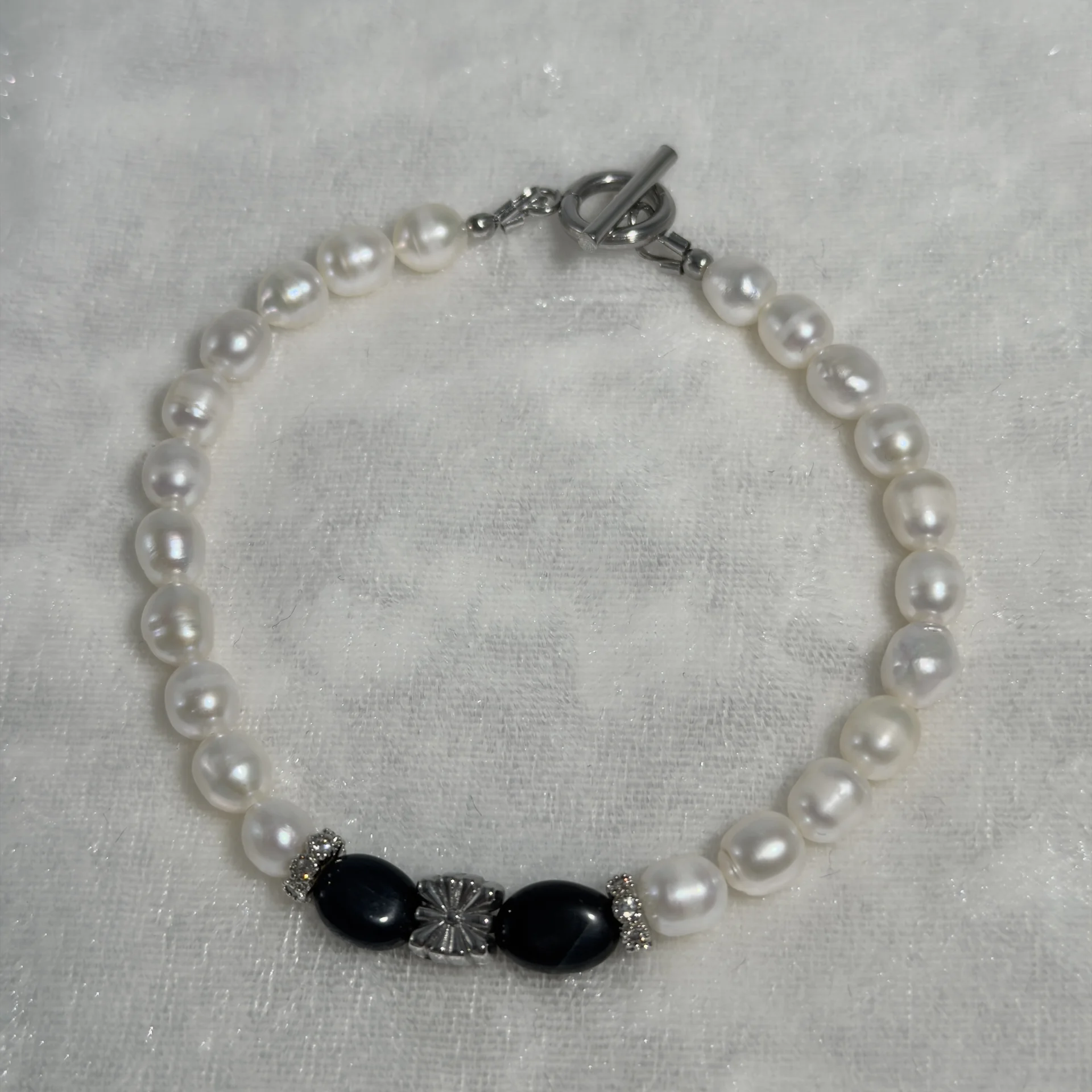 ホワイトパール×オニキス ブレスレット